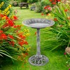 Pure Garden 50-LG1073 Grey Resin Bird Bath with Antique Design