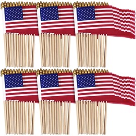 150 Pcs Small American Flags on Stick, 8 x 12 Inch Mini US Flags Wooden Stick Bulk Hand Held Stick Flags for Lawn Yard 4th of July Decorations Independence Memorial Day Patriotic Parades Veteran Party