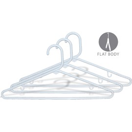 The Great American Hanger Company White Plastic Tubular Top Hanger with Fixed Bar, Box of 36 Space Saving Tube Hangers with Hooks for Hanging Straps