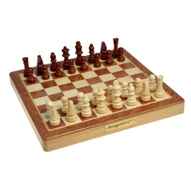 Merchant Ambassador: KASPAROV International Master Chess Set, Strategy Game, Wooden Folding Chess Board with Magnetic Closure, Gold Finished Kasparov Nameplate