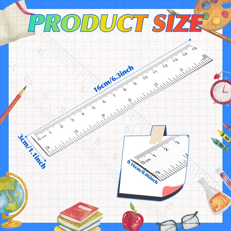 EBOOT 2 Packs 6 Inch Clear Plastic Rulers Clear Measuring