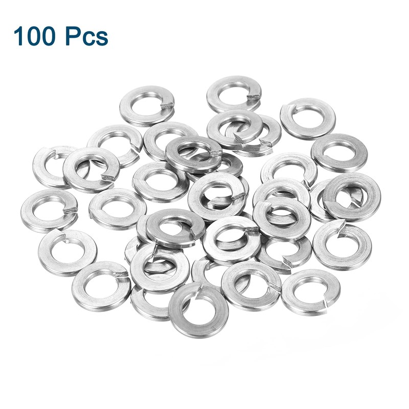 sourcing map 1/4" Split Lock Washer, 100Pcs 304 Stainless Steel