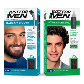 Kit Tinte Just For Men Castaño Negro Para Cabello Y Barba Castaño Negro