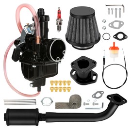 HIAORS VM22 26mm Carburetor Exhaust Pipe Muffler Jet Kit for Predator 212cc 196cc 224cc 6.5HP Coleman CT200U BT200X Baja Warrior MB200 GX160 OHV Clone Engine Mini Bike KT196 Go Kart Performance Parts