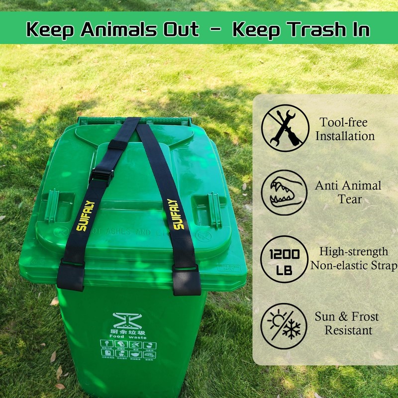 Trash Can Locks with Self-Locking Buckle – Heavy Duty Adjustable