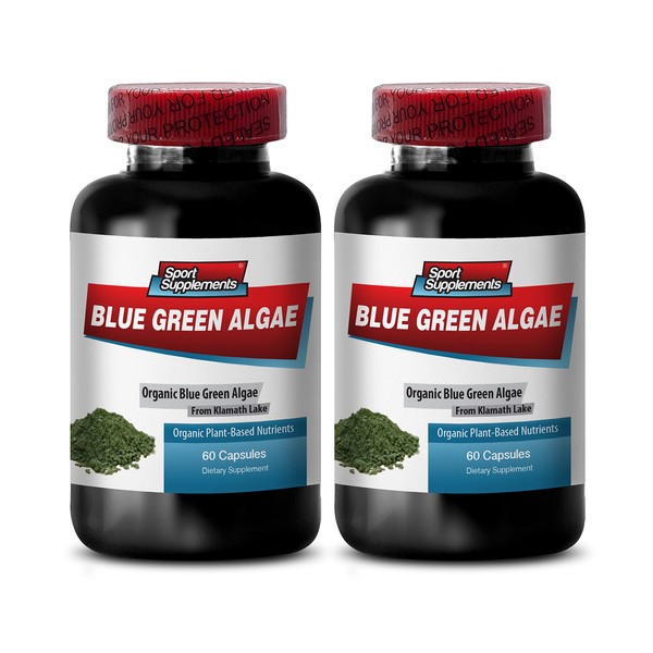 Pure Green Superfood from Klamath Lake to Promote Healthier and Younger Looking Skin - Blue Green Algae 500mg, blue green algae capsules, blue green spirulina, spirulina, chlorella - 2B 120 Cap