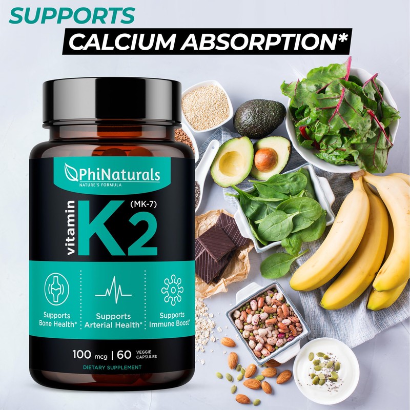 PhiNaturals Vitamin K2 Mk7 100 mcg Vegan 60 Capsules Bone