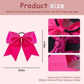 Rhinestone Cheer Bows for Cheerleaders Cheerleading Bows Glitter Bow Hair Ties for Thin Thick Hair Accessories for Girls Women Cheerleader Graduation Gifts for Granddaughter Cheer Scrunchies 2 Pcs