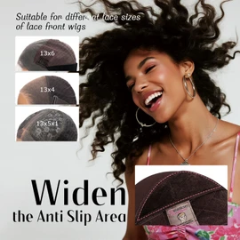 Dreamlover Wide Wig Grip Cap for Glueless Wigs, 2-in-1 Dark Brown Wig Caps with Adjustable Wig Grip Headband, 1 Piece