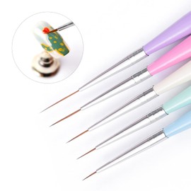 KADS 5-Piece Wooden Liner Nail Art Brush Set, 5 Color Handles, 7/9/11/15/20mm Nail Art Brushes for Detailing, Striping, and Painting