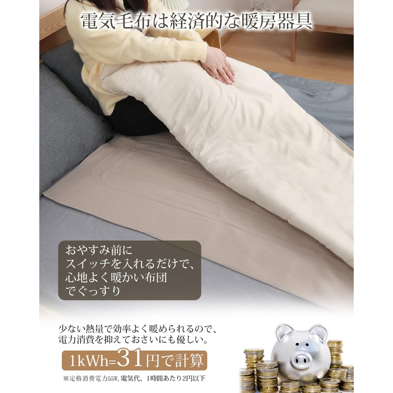 Electric Blanket, For Both Layers, Power Saving, Washable, 4 Stage