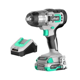 LiTHELi Impact Wrench Cordless, 1/2 inch Power Impact Wrenches Max Torque 320 ft-lbs(430N.m), 20V Impact Gun Kit with 2.0Ah Li-ion Battery ＆ Fast Charger, Electric Impact Gun for Car Tiers