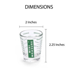Kolder Mini Measure Heavy Glass, 20-Incremental Measurements Multi-Purpose Liquid and Dry Measuring Shot Glass, Red, Blue and Green, Set of 3