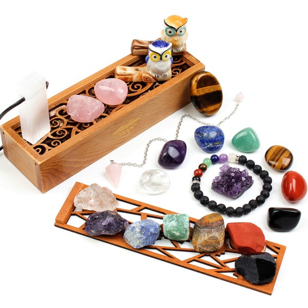 vuUUuv Healing Crystals & Chakra Stones Set ，for Meditation, Chakra Balance ，Reiki or Ritual - Selenite with Cleaning Healing Energy (25 pcs)