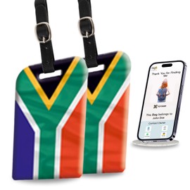[Pack 2] tag8 South Africa Flag Smart Luggage tag |Trendy Luggage tag ID Identification | Suitcase Tag | Fashionable Digital Name tag | Airline Compliant, SITA World Tracer Code Enabled | Gift idea