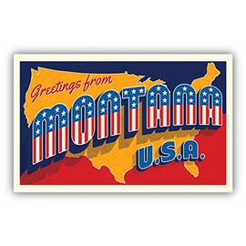 Montana USA State Vintage Greetings Vinyl Sticker Car Bumper Decal