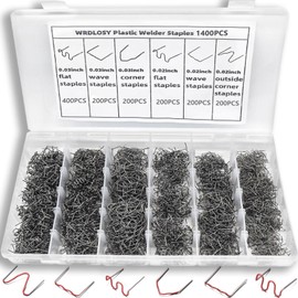 Wrdlosy 1400PCS Plastic Welding Kit, Plastic Welder Staples, with Storage Box, Welding Staples, 6 Different Shapes Welder Kit, Stainless Steel Pre-Cut