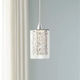 Possini Euro Design Enya Chrome Mini Pendant Lighting 5 1/2" Wide Modern Dimmable LED Crystal Clear Glass for Dining Room Living House Home Foyer Kitchen Island Entryway Bedroom High Ceilings