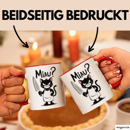Sarkastische Katze Tasse Geschenk Lustige Geschenkidee Miau (Rot)