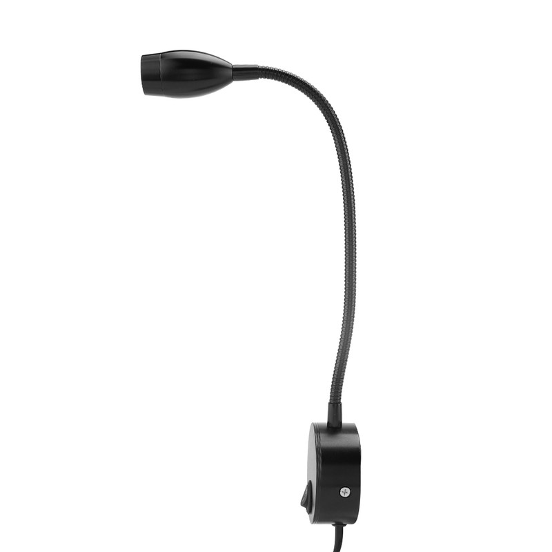 Black Durable Adjustable Bedside LED Light Lamp for Hotel Bedroom