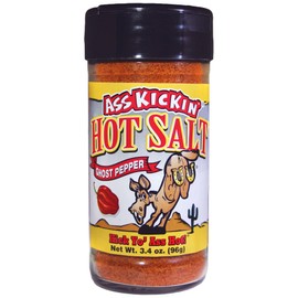 ASS KICKIN' Hot Spicy Ghost Pepper Salt – 3.4oz. Shaker Jar - Perfect Flavored Salt for Popcorn Seasoning, Margarita Salt and French Fry Seasoning - Premium Gourmet Gift