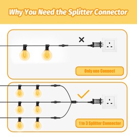Gcstnn Splitter Connector for Christmas Lights, Fairy Lights Splitter Cable 1 to 3 Y-Shaped Two Pin Connectors, for Icicle Lights, Net Lights, Curtain Lights, G40 Globe Lights, Christmas Lights
