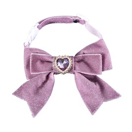 KioKatt Princess Sparkle Cat Collar – Glitter Velvet Bow with Heart Gem, Breakaway Kitten & Cat Collar, Adjustable 6.7–13" (Purple)