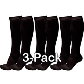 Sodacoda Kompressions-Socken - 3er Pack Kompressions-Strümpfe für Flug, Reise, Fahrt, Schwangerschaft, Sport - (3x Schwarz S/M)