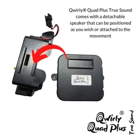 Chiming Quartz Clock Movement Qwirly True Tone Quad Plus - Westminster, Ave Maria, Gong Plus Five Christmas Tunes, Tubular Sound, On/Off Auto Night Shut Off (22mm Shaft)