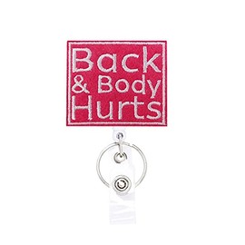 Reeleer Back & Body Hurts Badge Reels Retractable, with Alligator Clip and Key Ring, 24 inches Thick Pull Cord