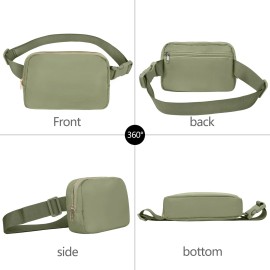 VOROLO Khaki Green Waterproof Waist Pack Adjustable Belt Bag for Sports and Travel