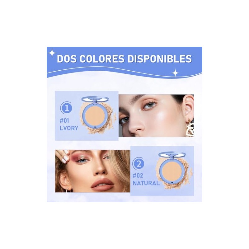 LUSCOR Polvos Compactos Maquillaje, Polvos mate, polvos compactos con control