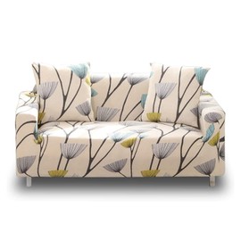 Lamberia Printed Sofa Cover Stretch Couch Cover Sofa Slipcovers for 3 Cushion Couch with Two Free Pillow Case (Dandelion, Sofa 3 Seater)
