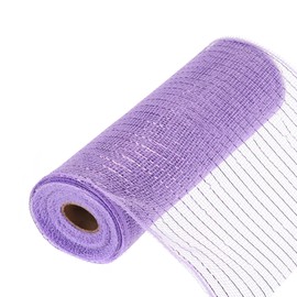 MECCANIXITY 10 Inch Glitter Poly Burlap Mesh for Wreath, Decorative Mesh Fabric Ribbon 10 Yard for Fall Easter Christmas Flower Bow, Light Purple