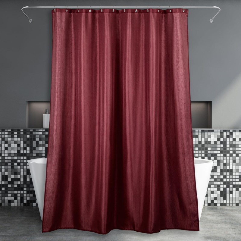 Burgundy Red Extra Long Shower Curtain: 84 Inch Linen Textured