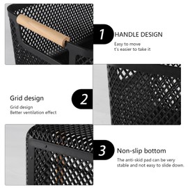 Onion and Potato Storage Baskets,A set of three Wooden handle storage basket Stackable Plastic Pantry Bins, Multifunctional Organizers for Kitchen, Countertop, and More Vegetable Storage (Black-2pack)