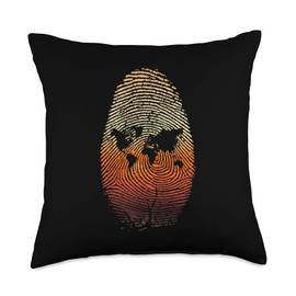 Best Places on Earth Map Fingerprint Sunset Finger The World is in My DNA Throw Pillow, 18x18, Multicolor