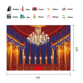 VIDMOT Ballroom Backdrop for Photography Beast's Palace Background for Girl Princess Belle Party 7x5ft Magnificent Castle Background Christmas Decor Photo Backdrops Photo Booth Studio Props ZYVV0673