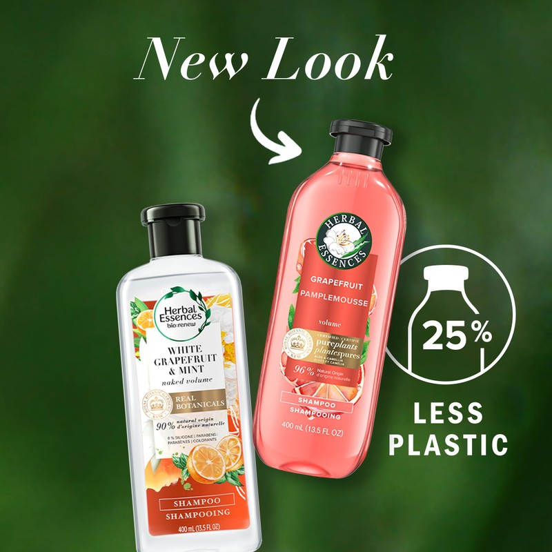 Herbal Essences Grapefruit Volumizing Shampoo, 400 mL, with Certified Camellia
