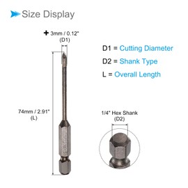 CoCud Titanium Masonry Drill Bit, 3mm Cutting Dia 74mm Length 1/4" Hex Shank Carbide Cross Tip Concrete Drill Bits Yellow - (Applications: for Wood Glass Brick Cement), 5-Pieces