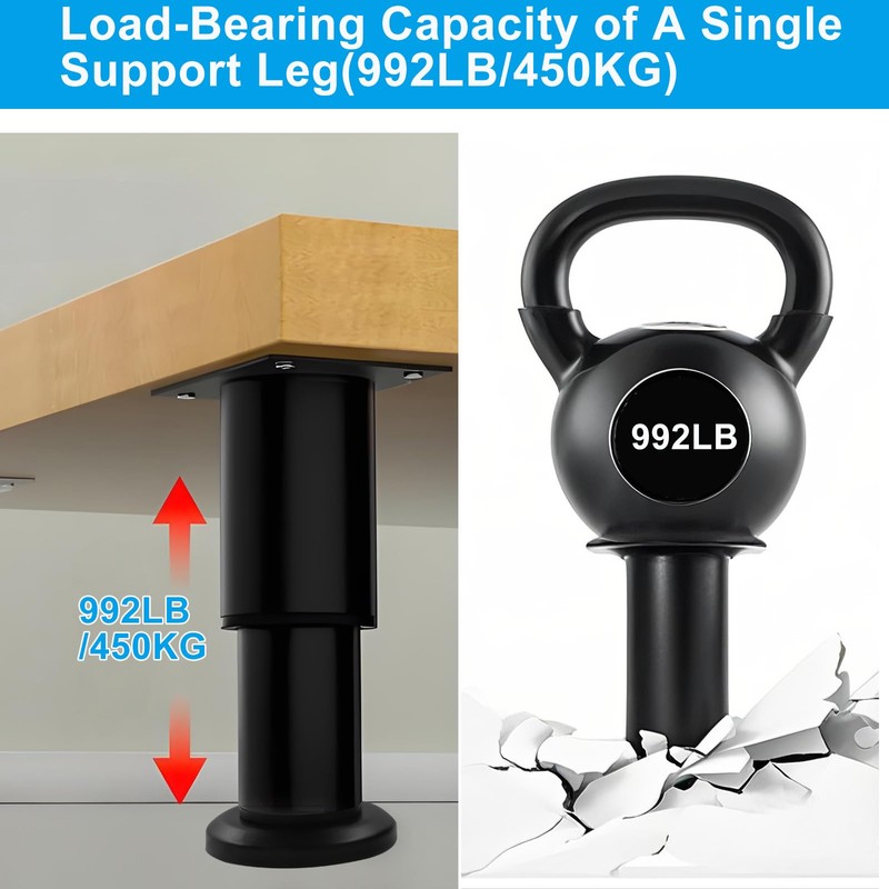 Zorfeter 4Pcs Black Adjustable Height Bed Support Furniture Replacement Legs