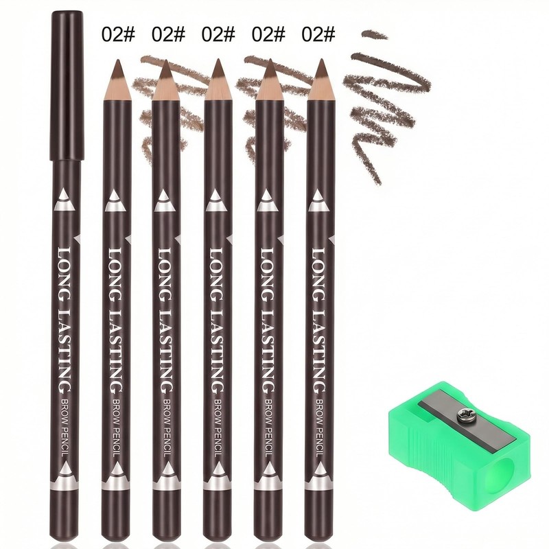 6Pcs Eyebrow Pencils for Women Wooden Hard-Core Eyebrow and Eyeliner