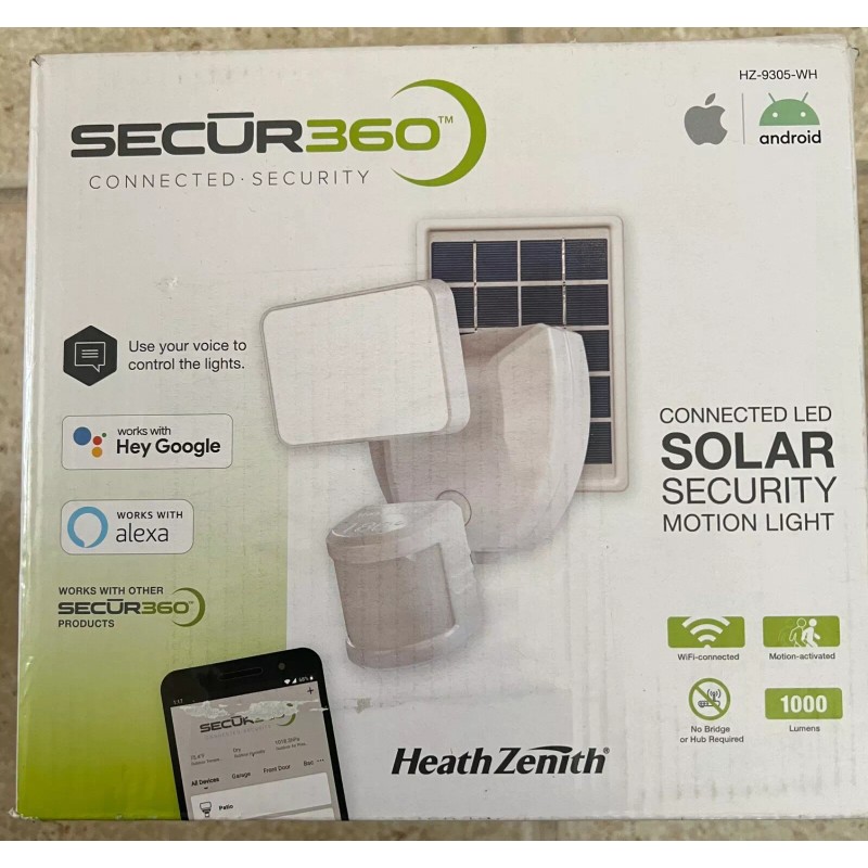 HeathZenith Secur360-App Connected Solar LED Security Light- Brand New in