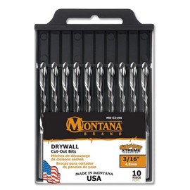 Montana Brands MB-63194 Drywall Cut Out Drill Bits, 3/16", 10 Pack