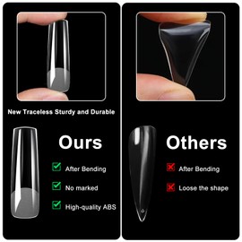 Gel Nail Kit Acrylic Nail Tips, 240 Pcs 12 Sizes Full Cover False Tapered Long Clear Square Fake Press on Art Gel X Nails Tip Extensions Set for Manicure Salon DIY (White2, Extra Long)