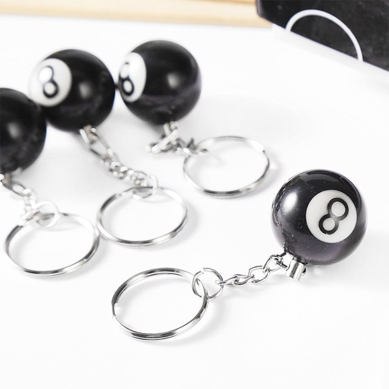 TRHDFW 8 ball black pool ball key ring keychain