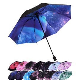 Compact Folding Umbrella Travel Umbrella - Umbrellas for Sunny & Rain,Windproof,Strong Compact Umbrella for Wind and Rain,Sun,Perfect Car,Backpack Umbrella,Golf Umbrella,for Men Women Teenage,#U308 (Manual-Galaxy)