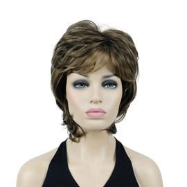 Lydell Short Length Layered Shaggy Full Hair Synthetic Women Cosplay Wigs Brown
