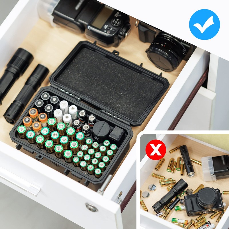 KIWIFOTOS 58 Slots AA AAA CR2032 Battery Case Holder with