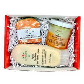 Papaya Natural Gift Set for Women with Organic Papaya extract, 3 pieces Spa Box, Great for Mother's Day